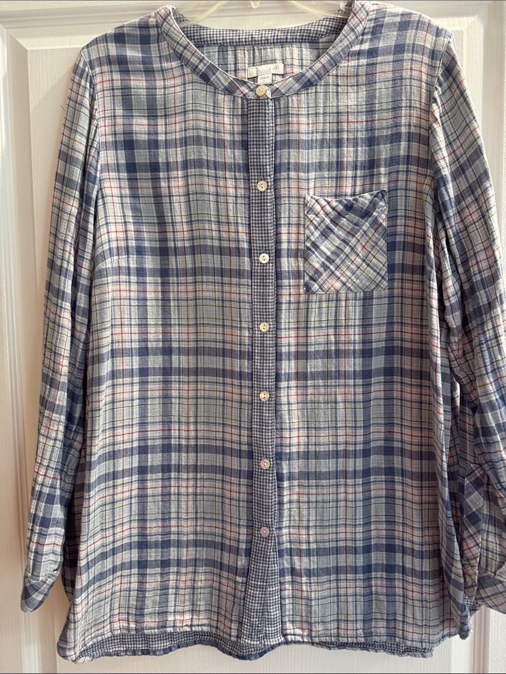 J. Jill Blue Plaid Casual Button-Down Shirt